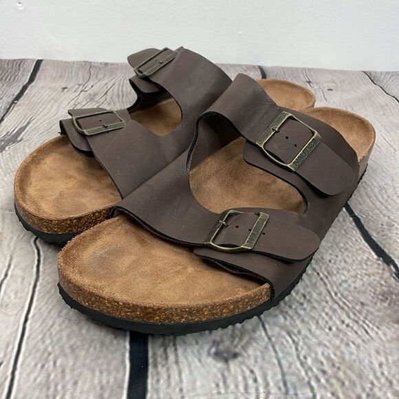 Nautica Men’s Sandals Slip on with wide two straps and buckle size 11 Brown - Picture 11 of 12